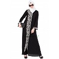 Embroidered abaya - Black & White